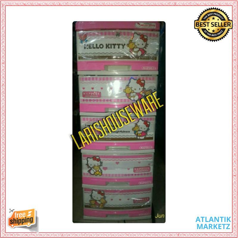 Lemari Plastik LACI NAPOLLY 5 SUSUN HELLO KITTY