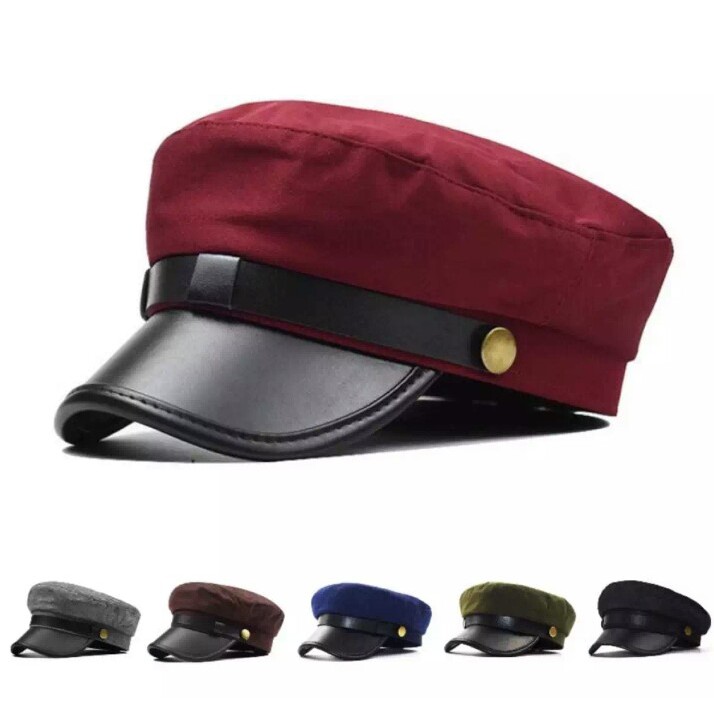 Topi Pria terbaru- Sailorman Army-Topi Pelaut- Leather Cap- Cadet Military-topi Ariel-Korean style