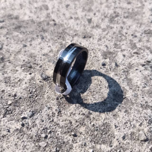 Cincin couple Hitam Titanium Stainless steel list dalam anti karat selamanya Fashion Ring