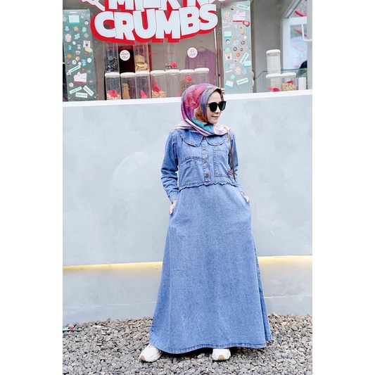 Maxy Gamis ZLVE / GAMIS SOFT JEANS KANCING BY GYL (PO 17NOVEMBER)