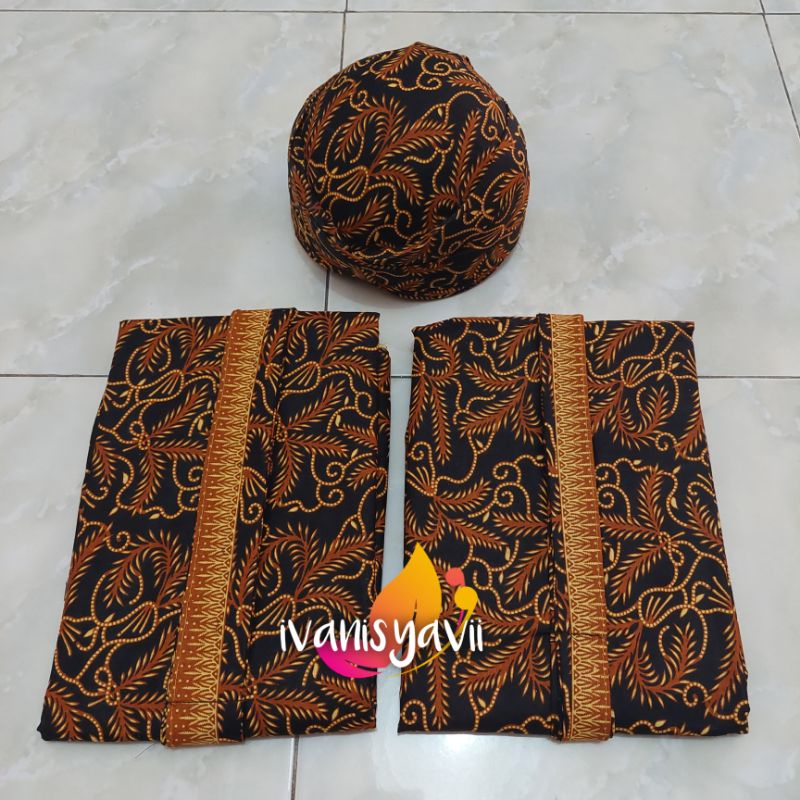 Set Jarik Cewek Cowok + Blangkon, Motif Ringkit