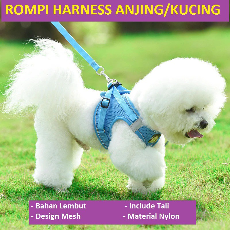 Rompi Anjing/ Rompi Mesh Anjing Chest Harness Vest Size XL with Dog Leash / Harness Anjing