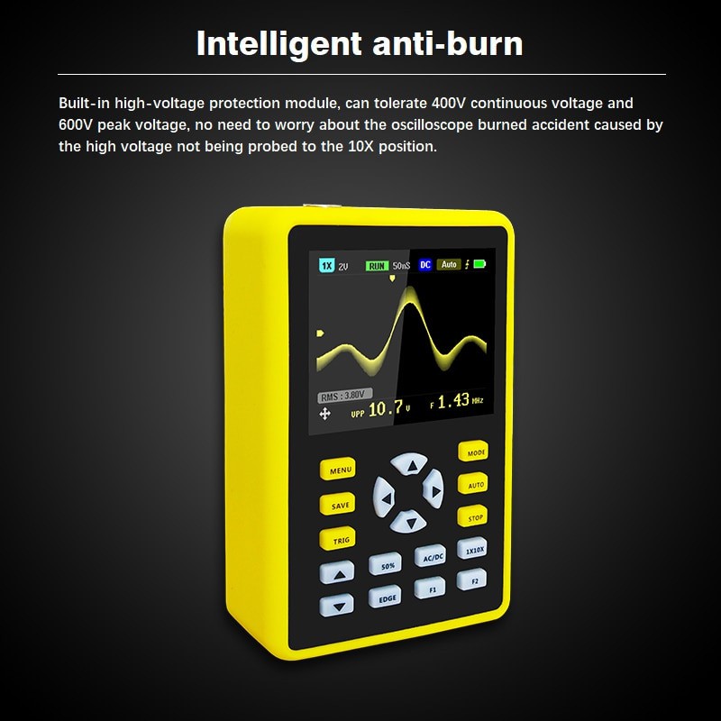 Digital Oscilloscope Handheld Portable 100MHz 500MS/s - 5012H - Yellow