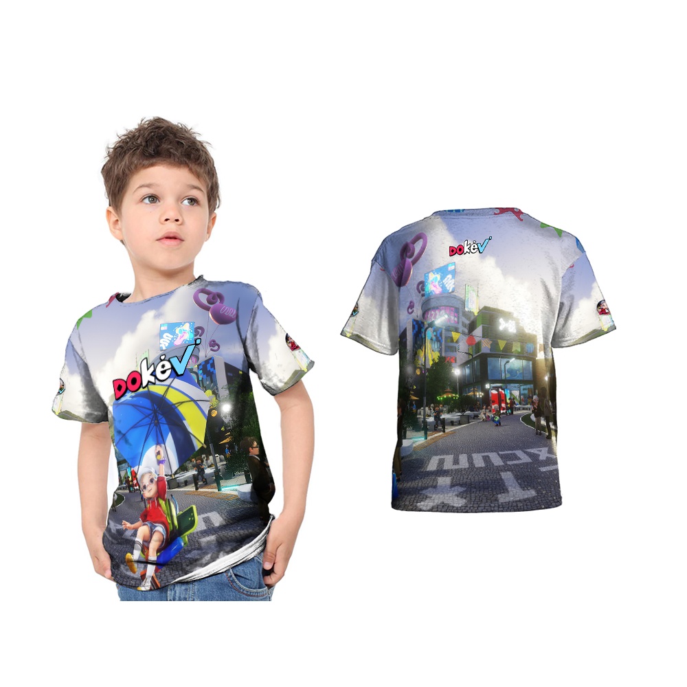 Baju Kaos Anak Dokev Full Print Printing Premium