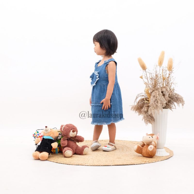 Dress Anak Perempuan / Dres Anak Perempuan / Dress Jeans Anak Overall By Laurakids 1-4 Tahun