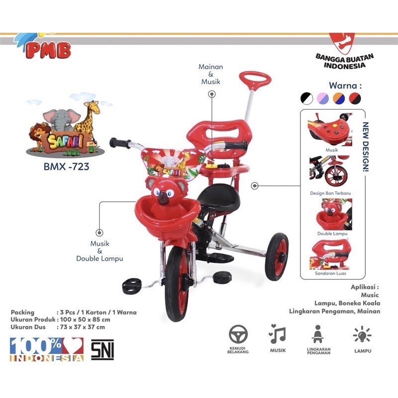 Tricycle PMB BMX 722 Nikel Sepeda Tiga Roda Anak Sepeda sinchan