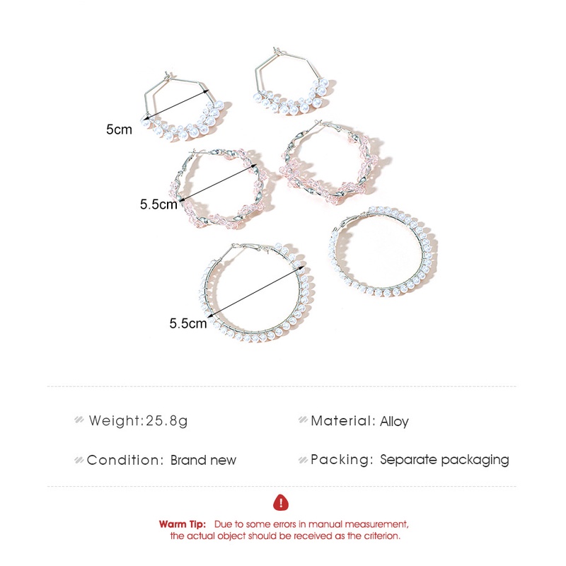 3pcs / set Anting hoop Bentuk C Geometris Aksen Mutiara Untuk Wanita