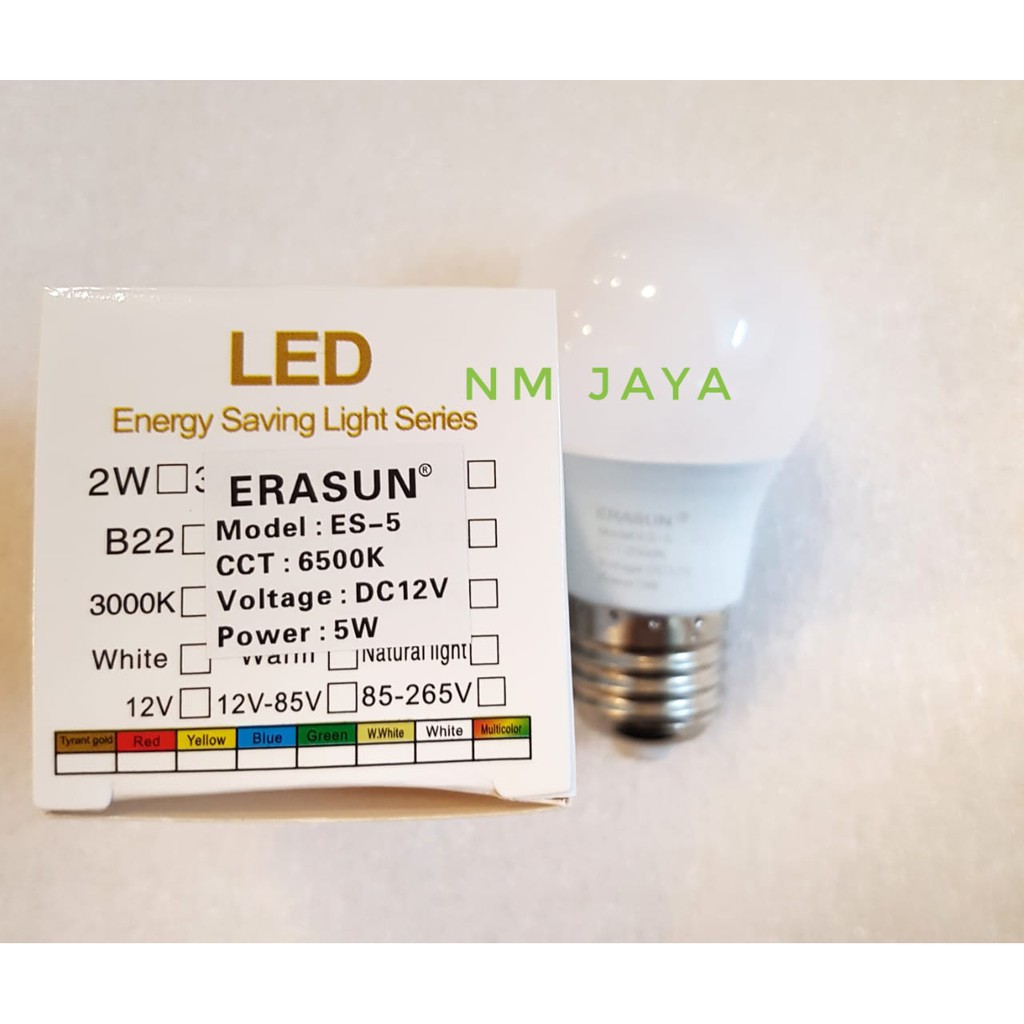 Lampu LED DC 12V 5 Watt 5 W 5W Putih Erasun