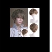 Wig Lolita Pria Ash Brown pendek male base 30 cm