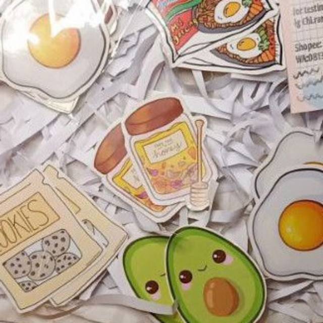 

Sticker kawaii!!|alpukat,indomie,madu,cookies,Telur