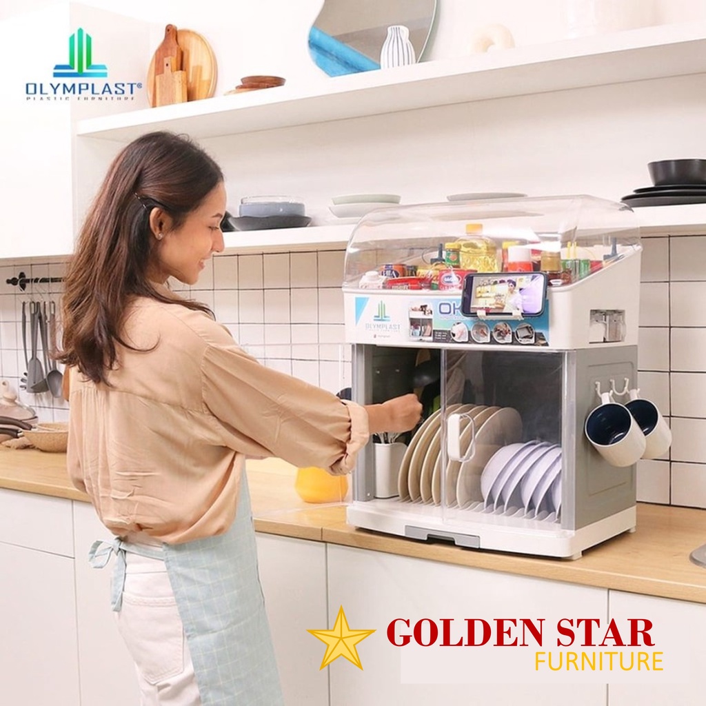 Rak Piring Olymplast Kicthen Storage OKS / Lemari Piring Plastik Tutup