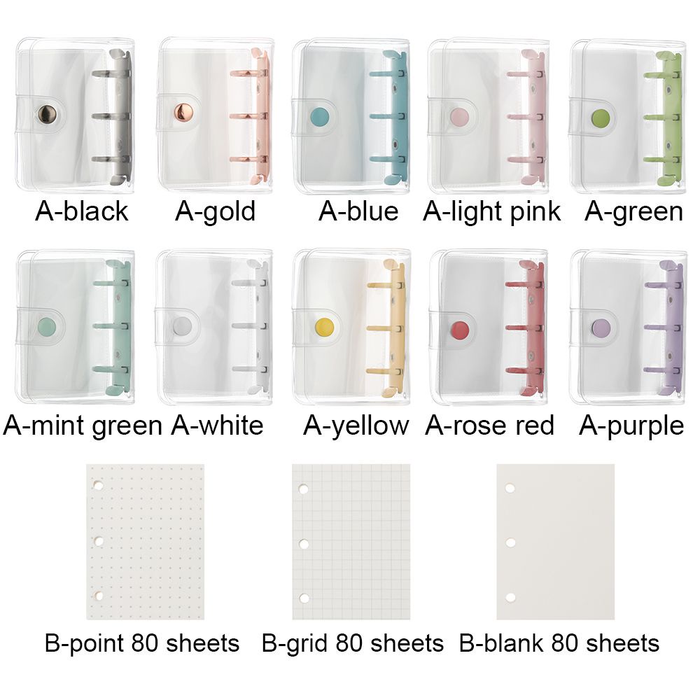 CHOOKEY Portable Rings Binder Mini Inner Pages Notebook Cover Creative File Folder 3-hole Hand Account Diary Stationery Diary Book Loose-leaf Refill