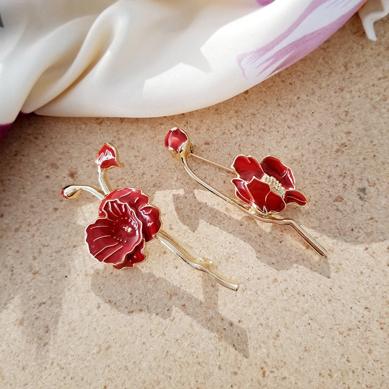 Bros Pin Desain Bunga Tulip Daisy Warna Putih Merah Gaya Klasik Elegan Untuk Wanita