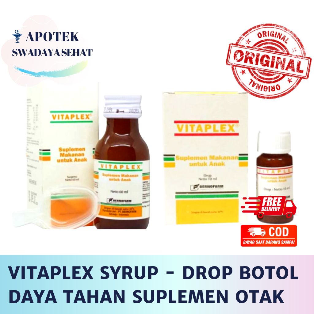 VITAPLEX Syrup 60 ML - Drop 10Ml Botol - Suplemen Daya Tahan Kesehatan Otak Anak Bayi Multicitamin Sirup Drop