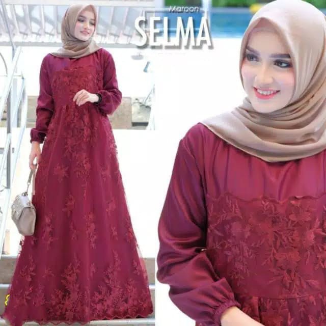 GAMIS SELMA / GAMIS BRUKAT TILE IMPORT / GAMIS MAXI MUSLIM BRUKAT TILE / GAMIS KONDANGAN