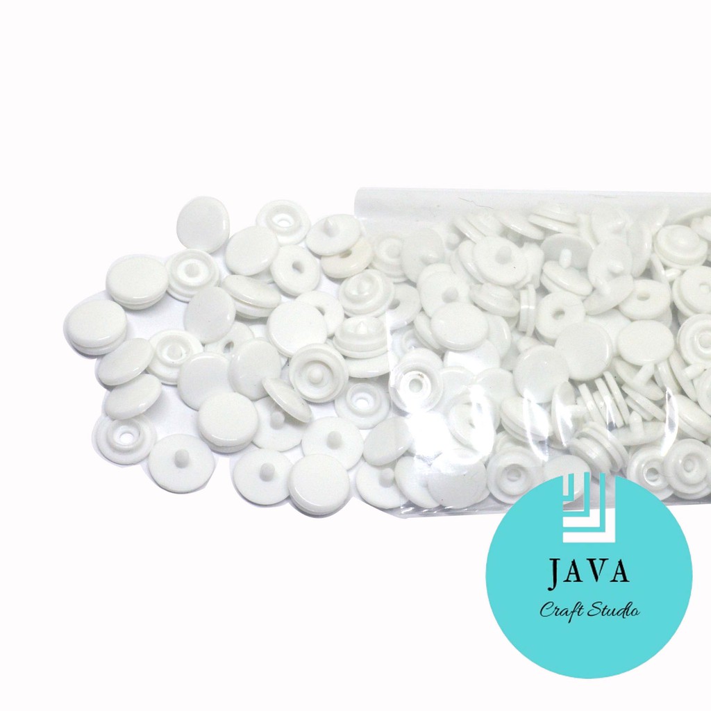 KANCING JEPRET PLASTIK 10 MM PER 144 SET WARNA PUTIH 1010 PTH