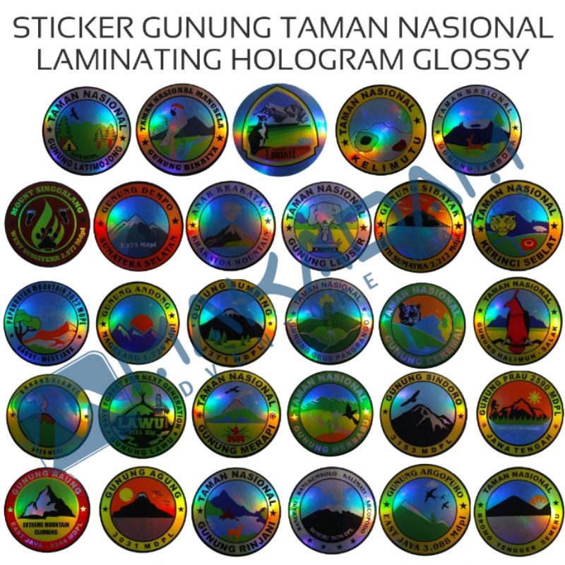 stiker gunung sticker taman nasional gunung indonesia