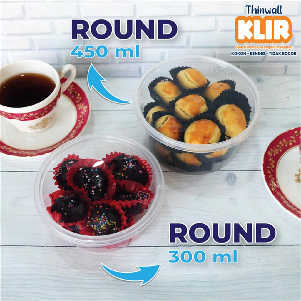 

2Xbtygneal Sakha Snack ) Thinwall Bulat / Round / Mangkok Datar 300 Ml Klir