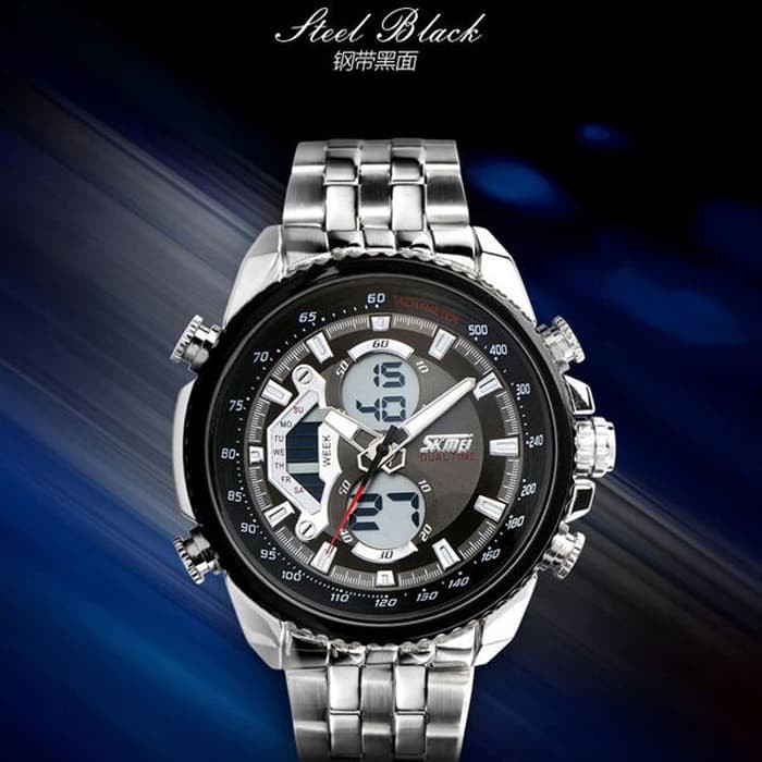 Jam Tangan Pria Skmei Casio Men Led Water Resist 50M - Ad0993 - Black - Jam Tangan