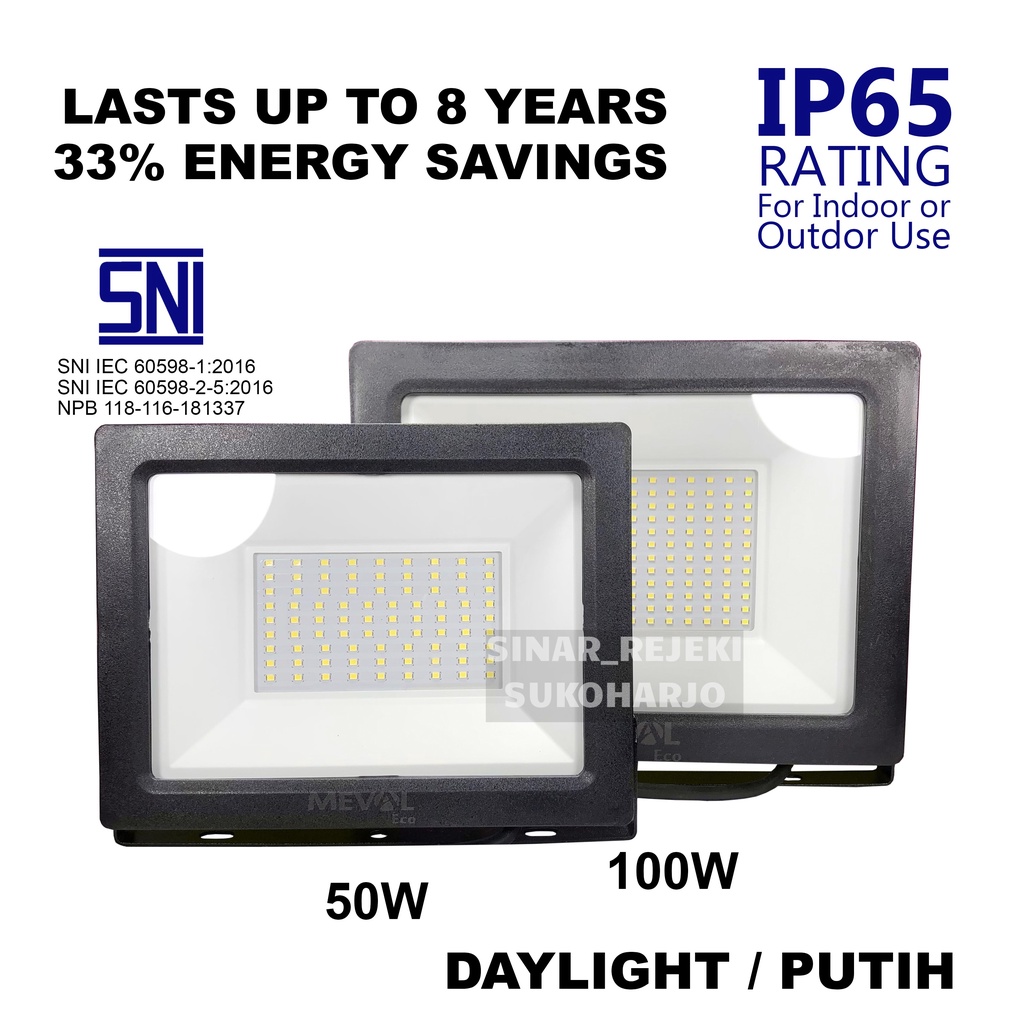 MEVAL 100W FLOODLIGHT LED ECO - Putih / Kuning ( WW ) Flood Light