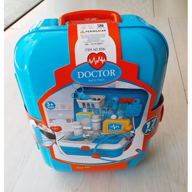 Mainan Edukasi Anak Dokter Backpack isi 17 pcs - Doctor Backpack playset - Mainan Peran Anak