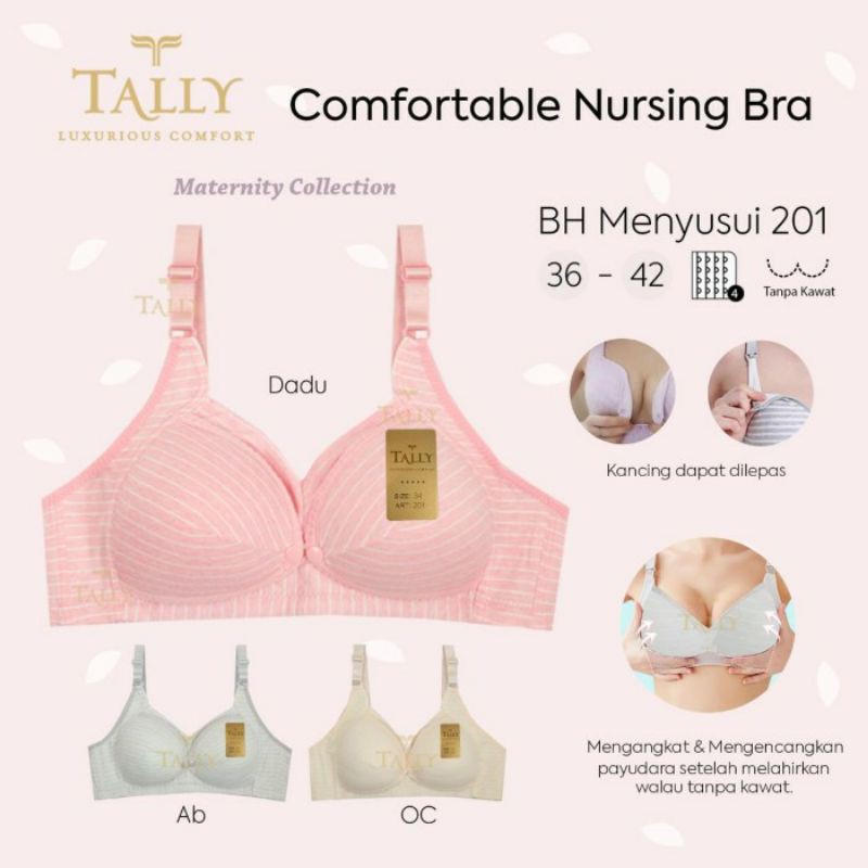 BH MENYUSUI TALLY 201 Nursing BRA BUKAAN depan - BUSA TIPIS tanpa kawat nurshing bra  4 kait BTK DV A