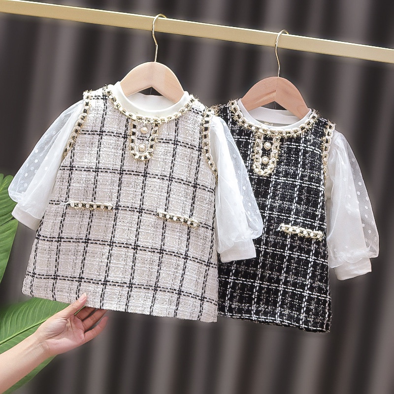 【Happy Baby】0-4 Tahun QZ-87 Dress Setelan Elegant  / style kantoran Lengan Panjang  anak perempuan