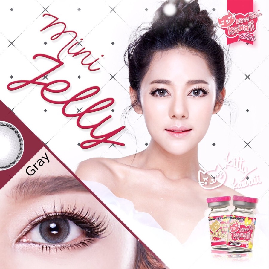 SOFTLENS KITTY KAWAII MINI JELLY GREY -NORMAL / MINUS / SOFTLENS MATA / LENSA MATA