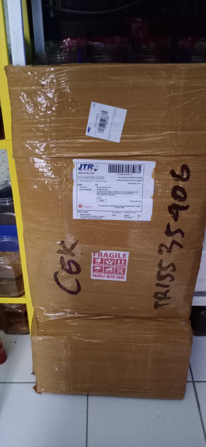 Vas Jendela Cermin Shabby Chic + Packing Kayu