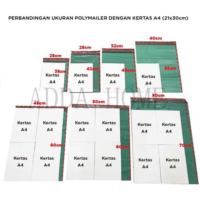 

Menyurat-Surat- Plastik Packing Kemasan ( Polymailer ) 32X45 Cm Hijau - Adda Home -Surat-Menyurat.