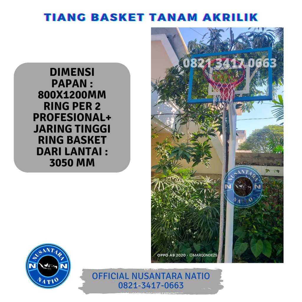 Tiang Basket Tanam Akrilik (MATERIAL : 15mm) 80x120 R2P