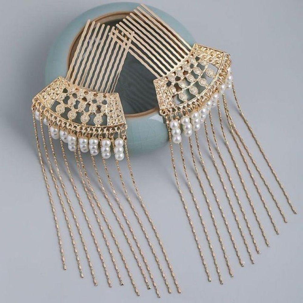 Needway Wanita Rambut Stik Retro Vintage Mutiara Bridal Rumbai Hiasan Kepala Chinese Hair Fork