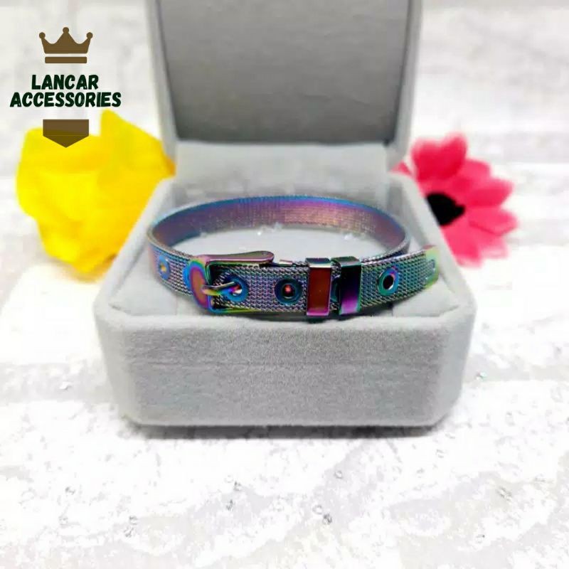 Gelang Gesper Titanium Gelang Tangan Titanium Stainless Steel Anti Karat Premium Quality Untuk Charm Liontin Emas