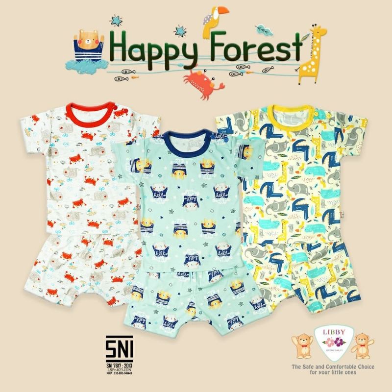 Promo LIBBY 3 Pasang Setelan Pendek NB, 3-6,S,M,L, 2L,XL, XXL Pakaian Bayi Libby CBKS