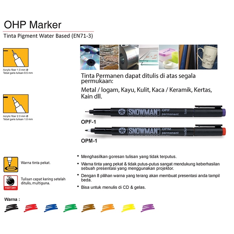 

Snowman Spidol Pen Permanent OHP OPM / OPF