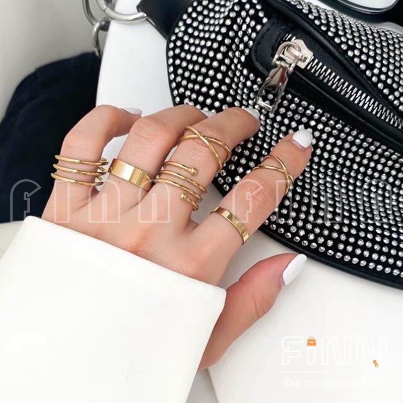 6PCS/Set Cincin Korea Fashion Gaya Vintage Untuk Wanita Import