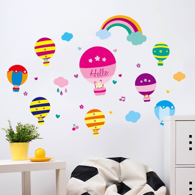 Reliza Wall Sticker Balon Udara Pelangi Anak Colourful Stiker Dinding LDR96227