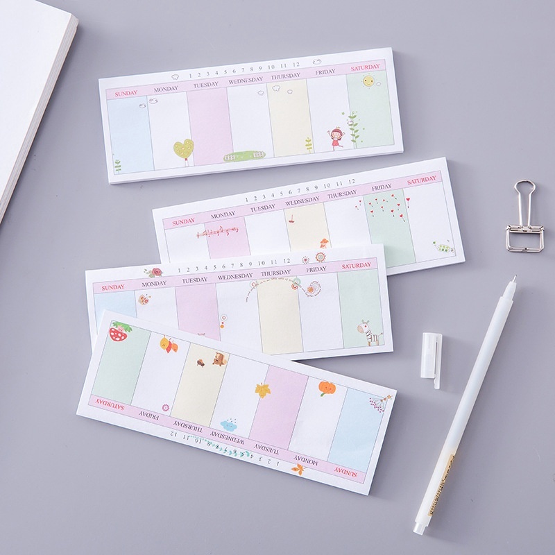 Study&amp;Work Weekly Plan List Grid Memo Pad Sticky Mini Notes Bookmark School Office Supply