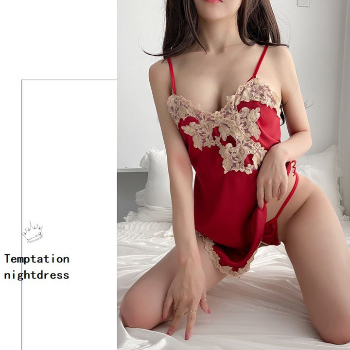 Baju tidur sexy dress sexy lingerie feminim dress Red LIN-007