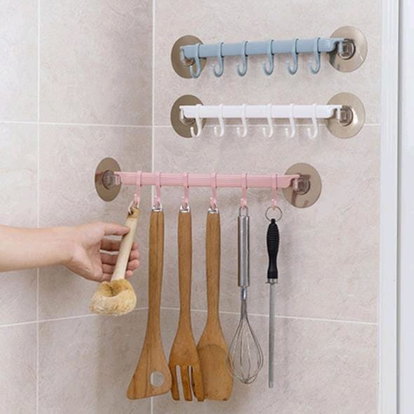 Gantungan Baju Handuk Spatula Tempel Dinding 6 Hook Serbaguna Termurah