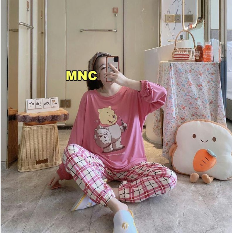 WM - Piyama PP Import Murah / piyama pp / piyama wanita / piyama cewek / piyama murah / piyama-Pink pooh jogger