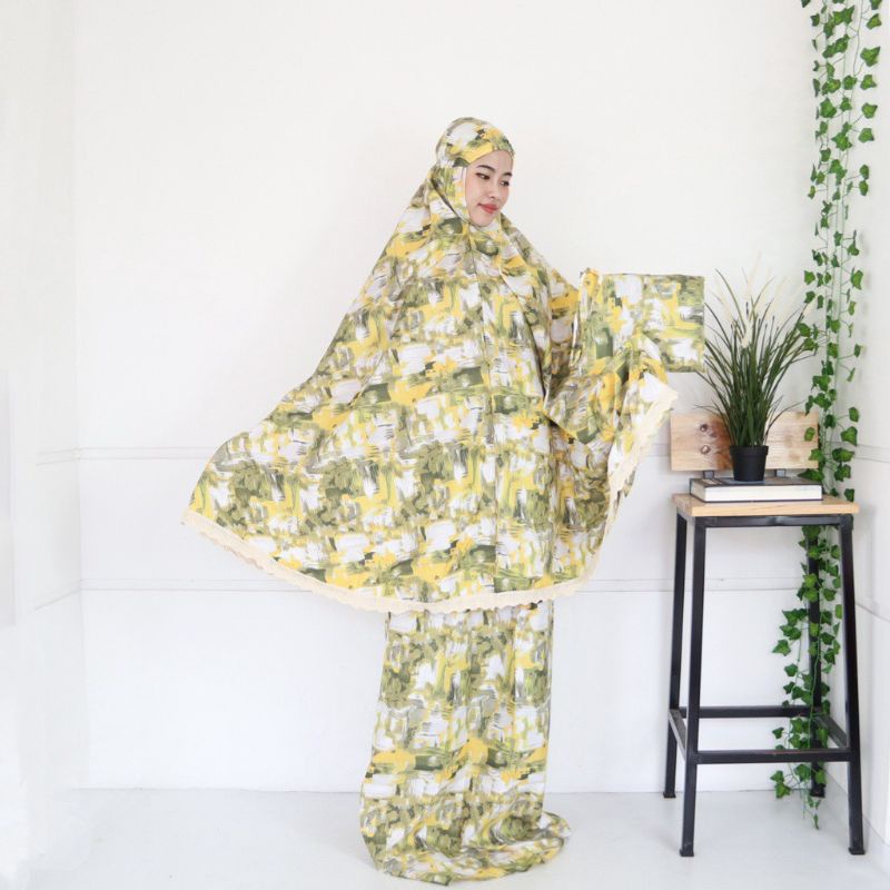 Mukena dewasa saten Apple motif Renda