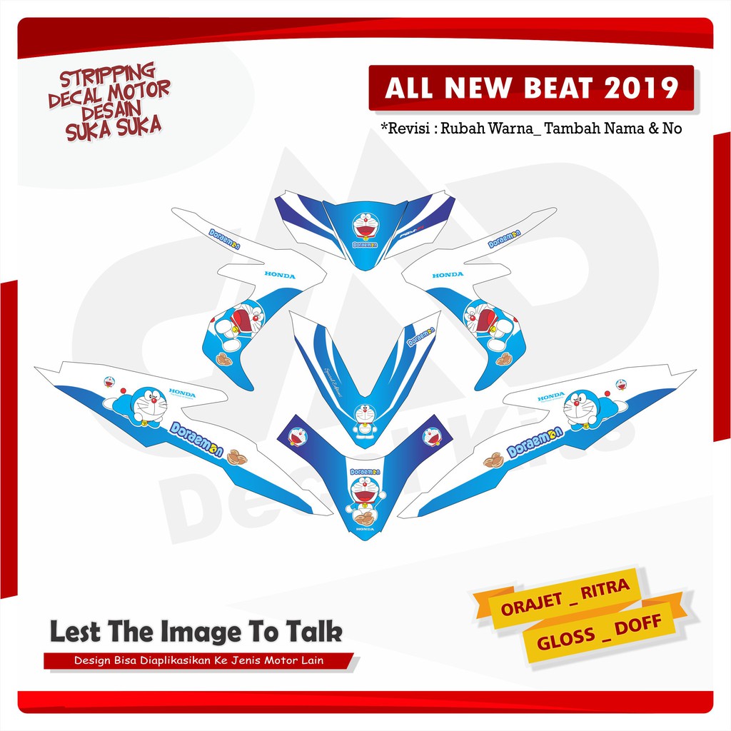 Decal Sticker Honda Beat Stiker Full Body Honda Beat Esp-Street doraemon putih Full Body