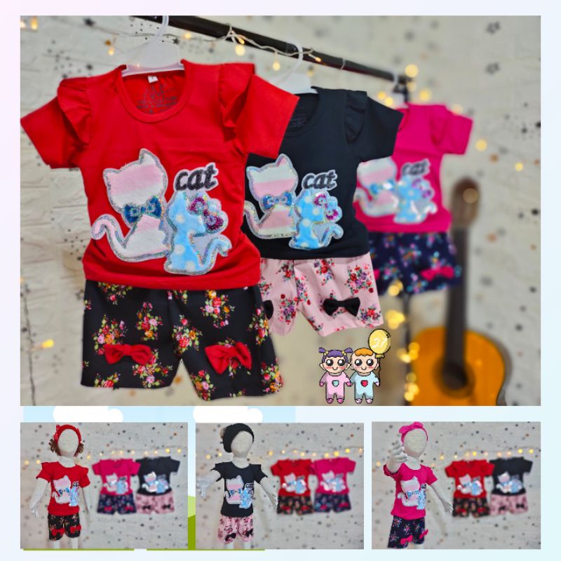 Pakaian Anak! Setelan anak Perempuan Random Motif  usia 1-5 th bahan Ducati Katun Spandek Premium