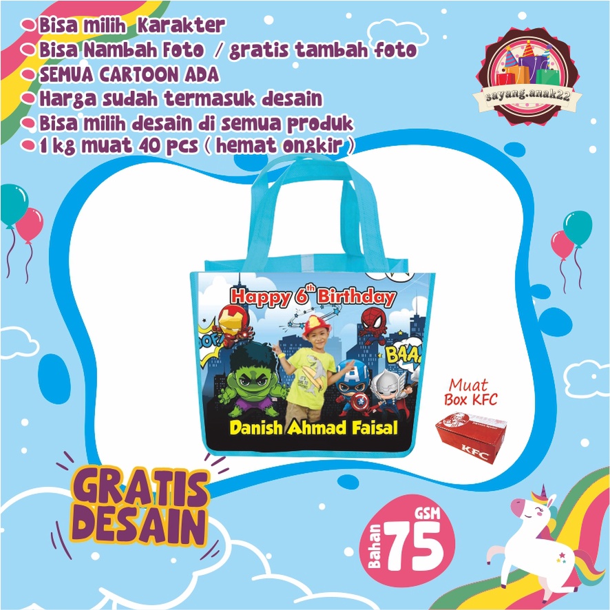 

Tas Ulang Tahun Hero Avenger / Goodiebag Ultah Avenger / Free Desain dan Bebas Custom