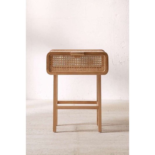 nakas retro laci rotan kayu jati - bedside - meja kecil - meja kopi kayu