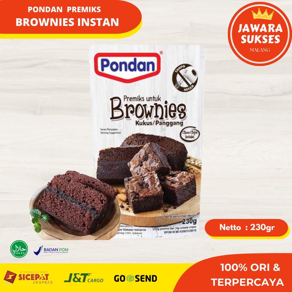 Pondan Brownies Kukus / Panggang 230gr | Kemasan Pouch Ori