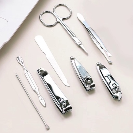 (Hello Girl) D39 Set Gunting Kuku /Peralatan Menicure 8in1 Mini Stainless Stell Gunting Kuku Portable Tools Set Dengan Dompet Import