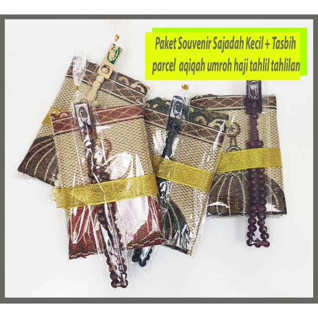 Souvenir sajadah muka plus tasbih hadiah haji umroh dan tahlilan