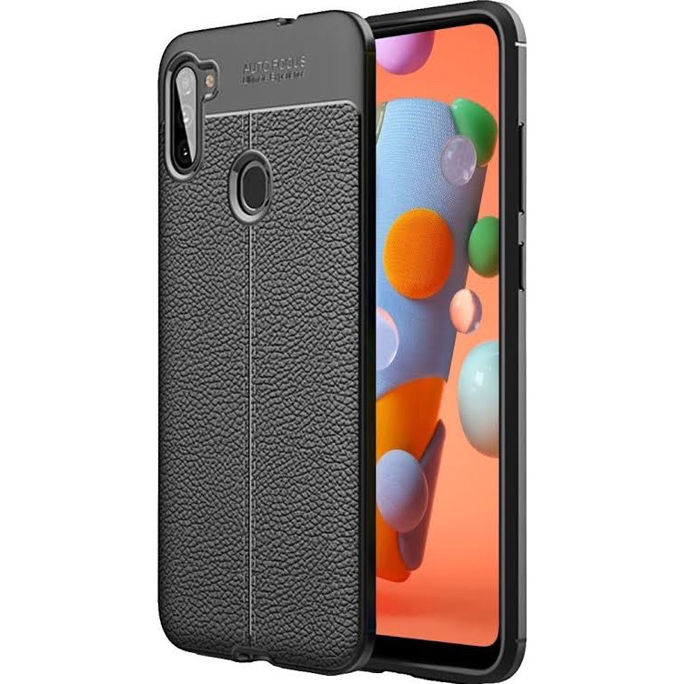 SAMSUNG A11 - SAMSUNG M11 AUTO FOKUS LEATHER CASE KULIT WARNA BLACK